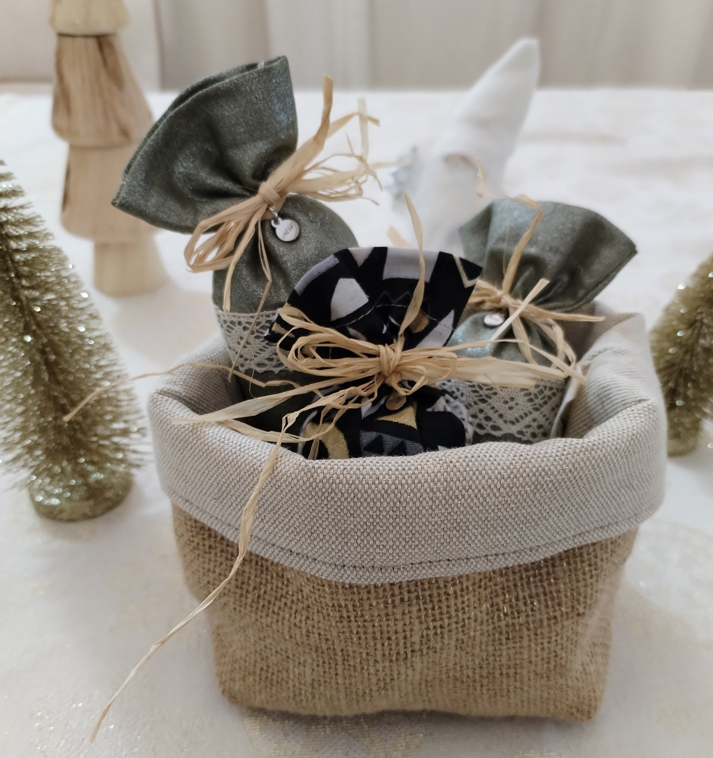 Petits paniers réversibles et sachets de lavande